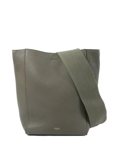 Pre-owned Celine Sangle Leather Shoulder Bag In Gray