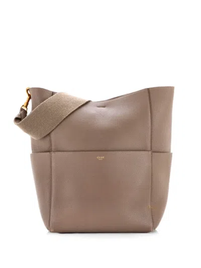 Pre-owned Celine Sangle Seau Bag Calfskin Large Shoulder Bag In Brown