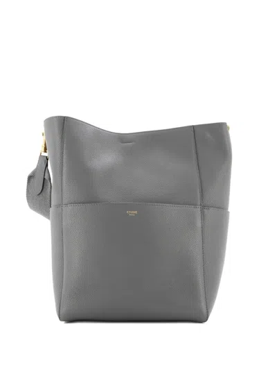 Pre-owned Celine Sangle Seau Bag Calfskin Large Shoulder Bag In Gray