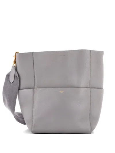 Pre-owned Celine Sangle Seau Bag Calfskin Large Shoulder Bag In Gray