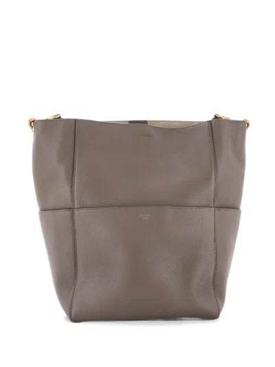 Pre-owned Celine Sangle Seau Bag Calfskin Large Shoulder Bag In Grey