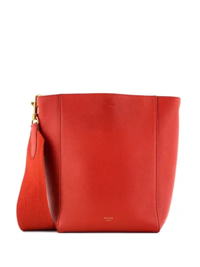 Pre-owned Celine Sangle Seau Bag Calfskin Small Shoulder Bag In Red