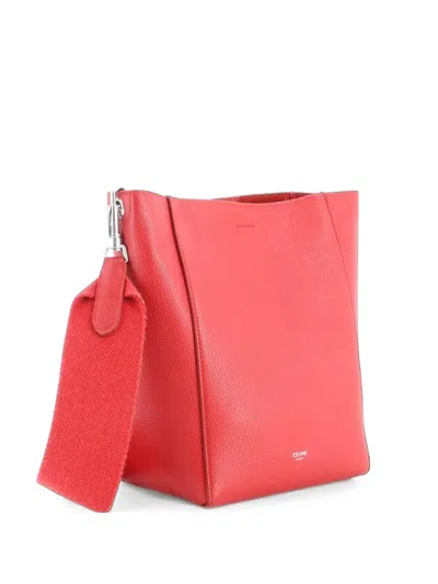 Pre-owned Celine Sangle Seau Bag Calfskin Small Shoulder Bag In Red