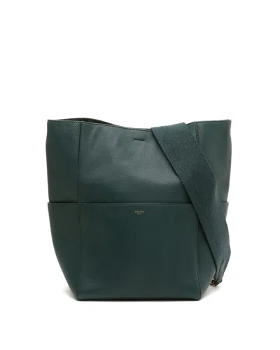 Celine Céline Sangle Seau Large Bucket Bag In Green