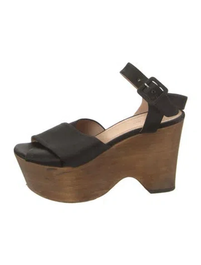Pre-owned Celine Satin Cutout Accent Sandals In Black