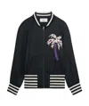 Celine Satin Palm Tree Teddy Jacket In Black