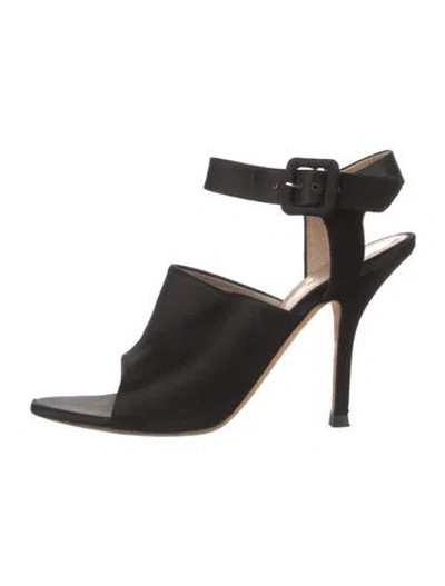 Pre-owned Celine Satin Sandals In Black