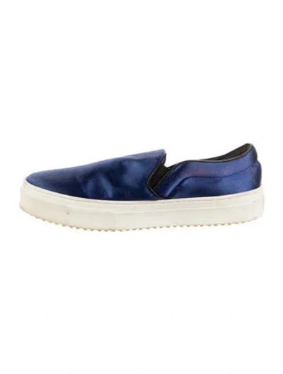 Pre-owned Celine Satin Sneakers In Blue