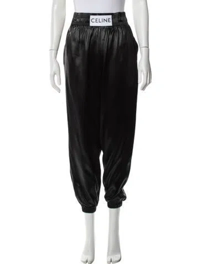Pre-owned Celine Satin Sweatpants In Black