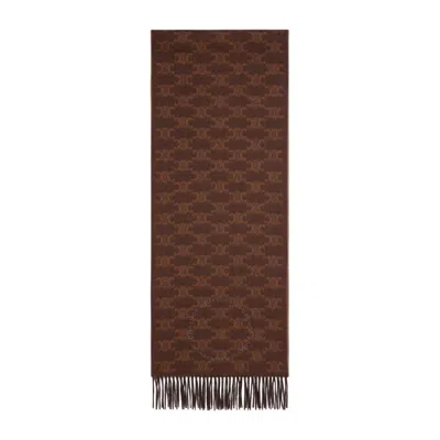 Celine Scarf With Fringe Edges In Brown