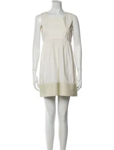 Pre-owned Celine Scoop Neck Mini Dress In White