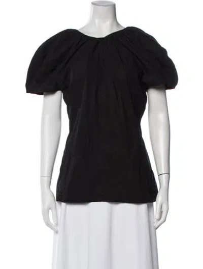 Pre-owned Celine Scoop Neck Short Sleeve Top In Black