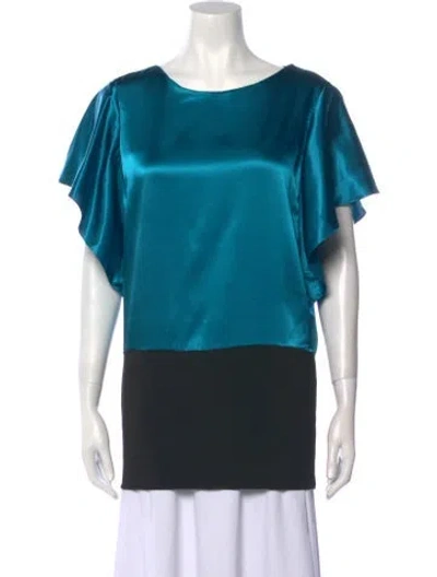 Pre-owned Celine Scoop Neck Short Sleeve Tunic In Blue