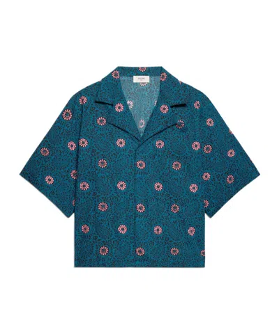 Celine Scout Shirt In Cotton Taffeta In Blue