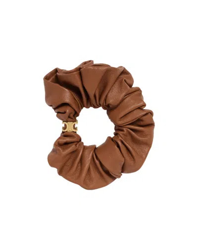 Celine Scrunchy Logo Details Hair Ornaments In Yellow