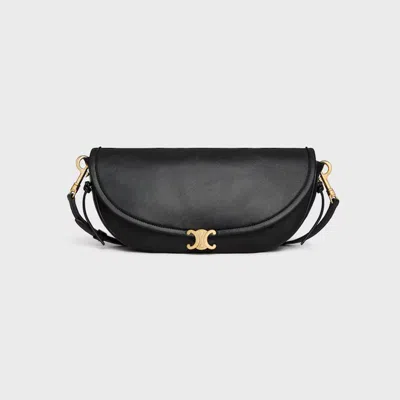 Celine Sculpted Gold Hardware Crossbody Bag In Black