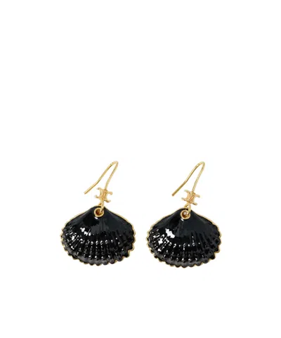 Celine Seashell Earrings In Black