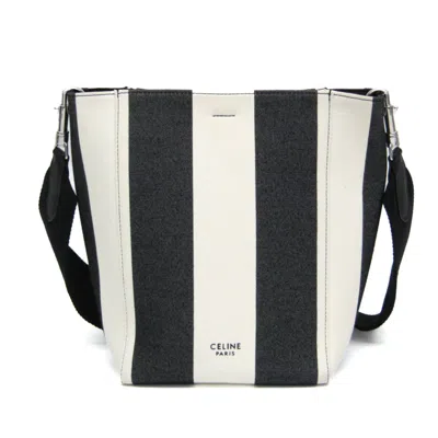 Pre-owned Celine Céline Seau Sangle White Canvas Shoulder Bag ()