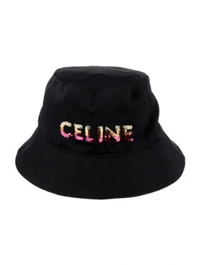 Pre-owned Celine Sequin Bucket Hat In Black/pink