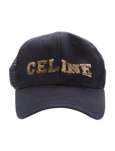 Pre-owned Celine Sequin Cap In Black