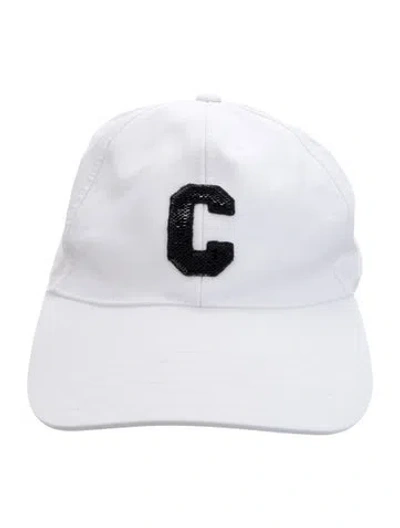 Pre-owned Celine Sequin Logo Baseball Cap In White