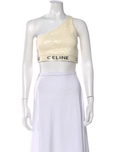Pre-owned Celine Sequin One-shoulder Crop Top