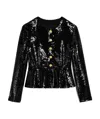 Celine Embroidered Cardigan In Ribbed Mohair In Black