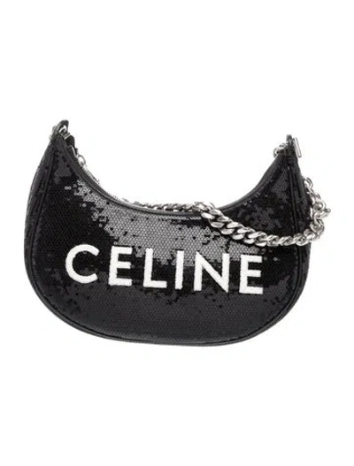 Pre-owned Celine Sequins Ava Small In Black