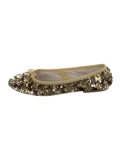 Pre-owned Celine Sequins Patterned Ballet Flats In Gold/metallic/silver