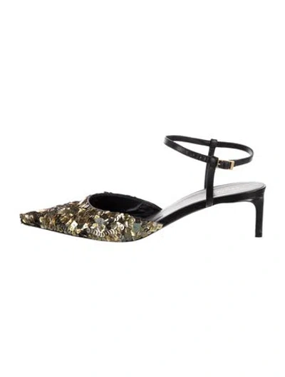 Pre-owned Celine Sequins Patterned Pumps In Black/gold