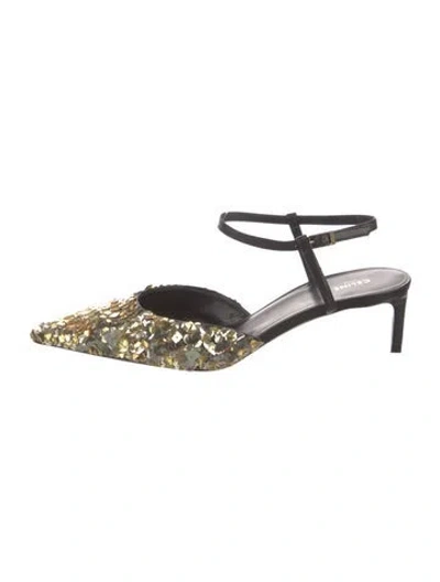 Pre-owned Celine Sequins Patterned Pumps In Black/gold/metallic