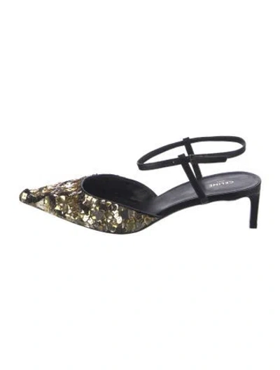 Pre-owned Celine Sequins Patterned Slingback Pumps In Multicolor