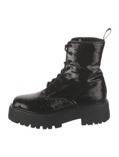 Pre-owned Celine Sequins Sequin Embellishments Combat Boots In Black/metallic