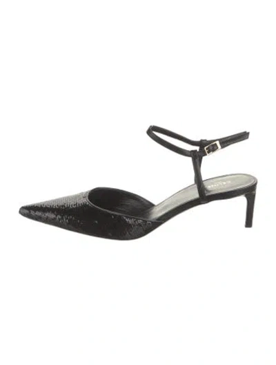 Pre-owned Celine Sequins Slingback Pumps In Black