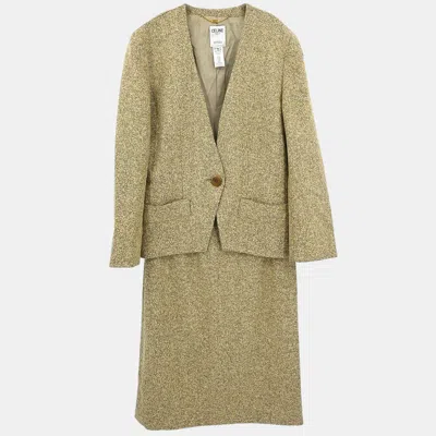 Pre-owned Celine Setup Suit Jacket Skirt Beige #38 In Sand