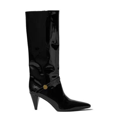 Celine Sharp Patent Boot In Black