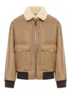 Celine Shearling And Leather Aviator Jacket In Green