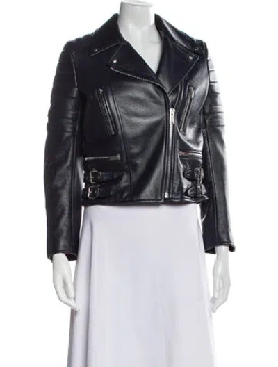 Pre-owned Celine Shearling Biker Jacket In Blue