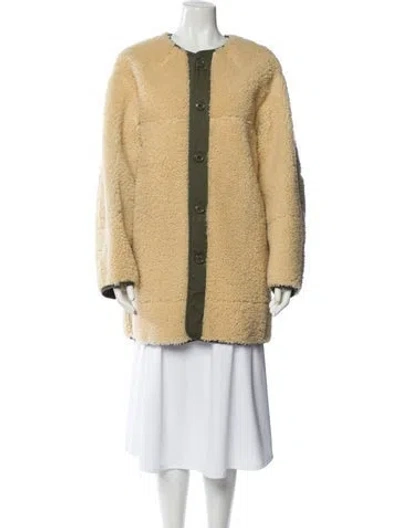 Pre-owned Celine Shearling Coat W/ Tags In Neutral