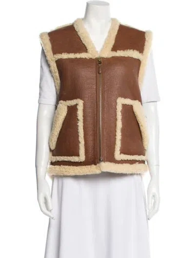 Pre-owned Celine Shearling Fur Jacket In Brown