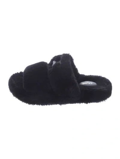 Pre-owned Celine Shearling Slides In Multi