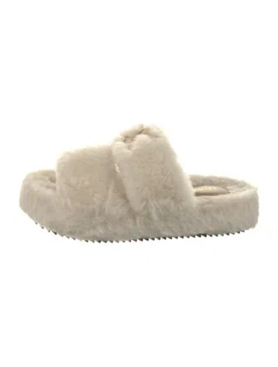 Pre-owned Celine Shearling Slides In Neutrals