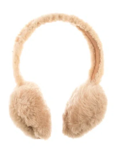 Pre-owned Celine Shearling Triomphe Earmuffs In Neutral