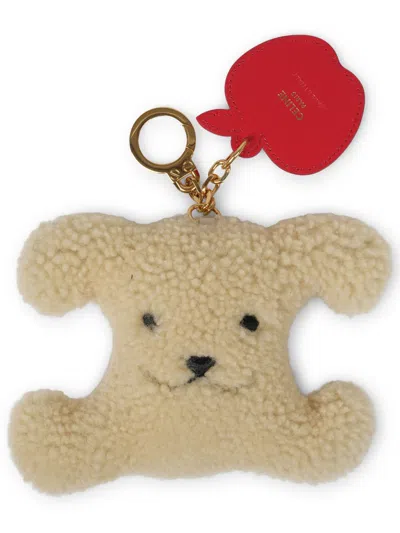 Celine Shearling "triomphe" Keychain In Brown