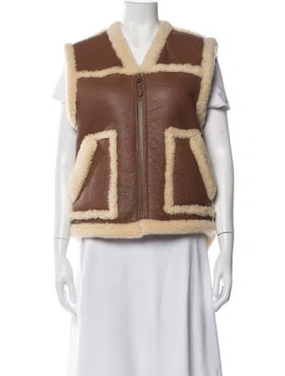 Pre-owned Celine Shearling Vest In Brown