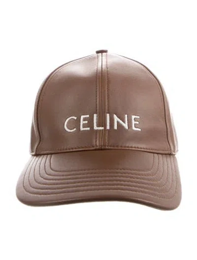 Pre-owned Celine Sheepskin Leather Brown Hat Size M