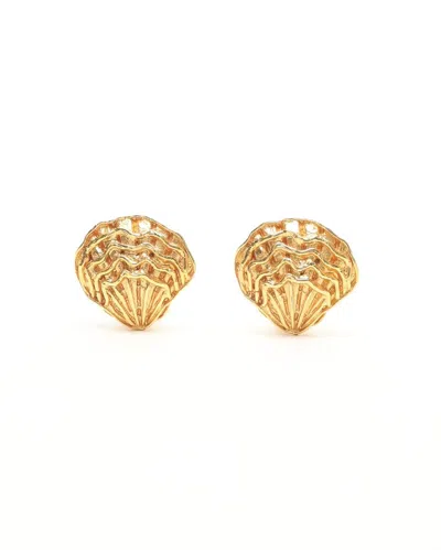 Celine Céline Shell Clip-on Earrings In Gold