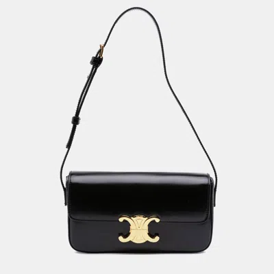 Pre-owned Celine Shiny Calfskin Black Claude Shoulder Bag