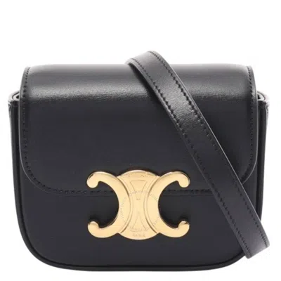 Celine Shiny Calfskin Mini Claude Bag In Black