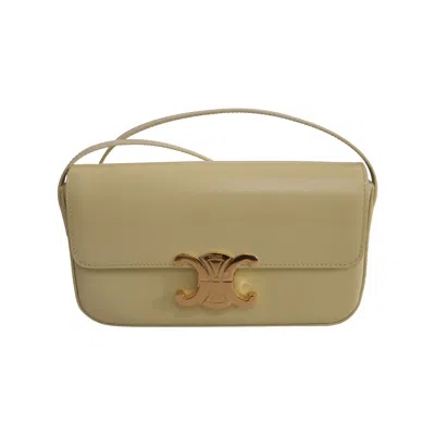 Celine Shiny Calfskin Triomphe Shoulder Bag Papyrus